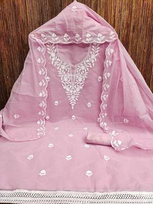 embroidered cotton unstitched dress material 2