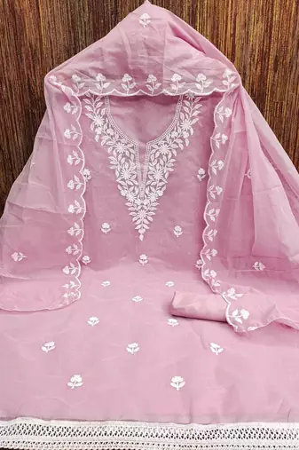 embroidered cotton unstitched dress material