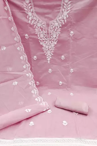 embroidered cotton unstitched dress material