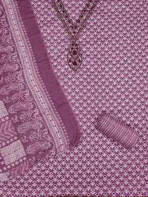 floral printed embellished cotton unstitched dress material 2