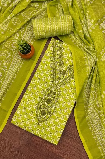 floral printed sequinned unstitched dress material