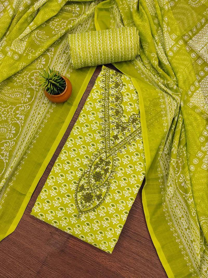 floral printed sequinned unstitched dress material