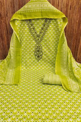 floral printed sequinned unstitched dress material