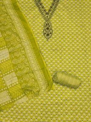 floral printed sequinned unstitched dress material 3