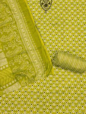 floral printed sequinned unstitched dress material 4