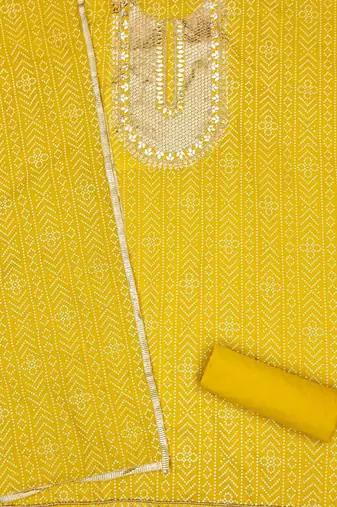 bandhani printed gotta pattiunstitched dress material