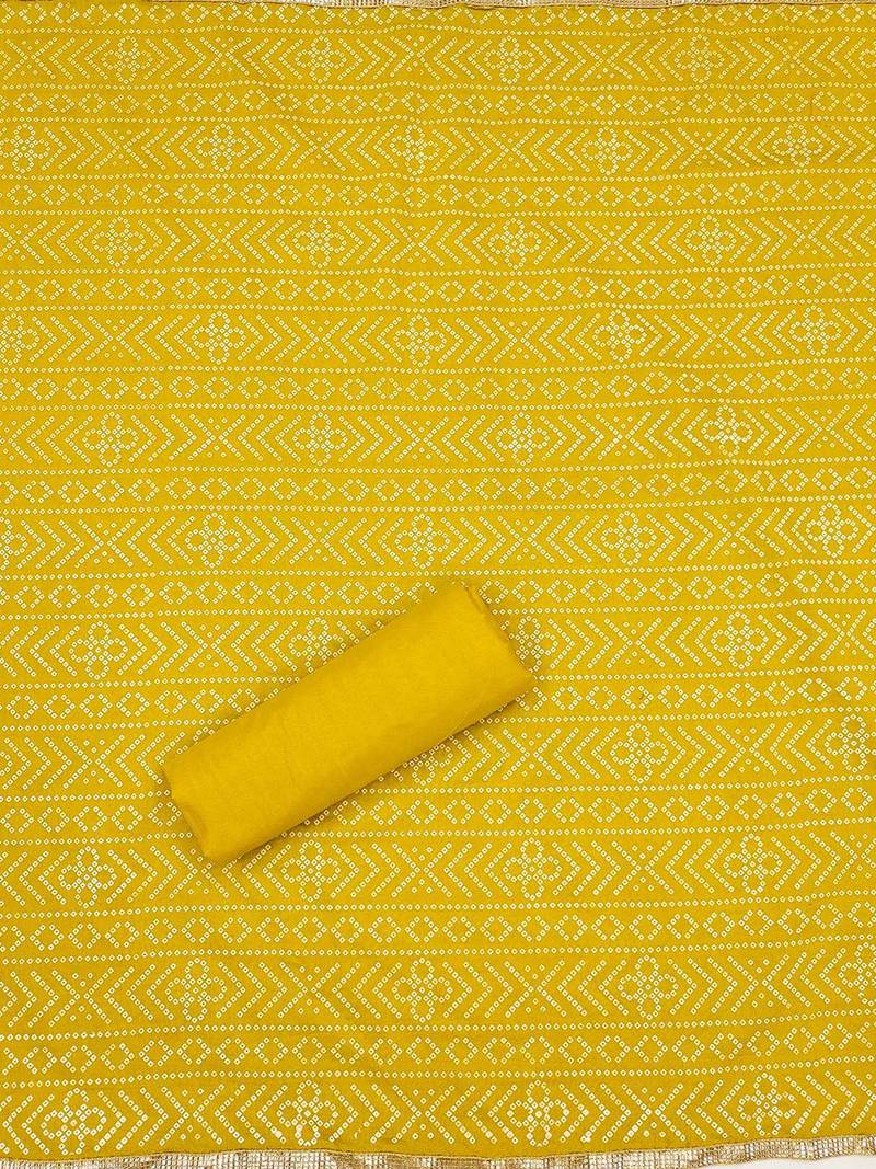 bandhani printed gotta pattiunstitched dress material