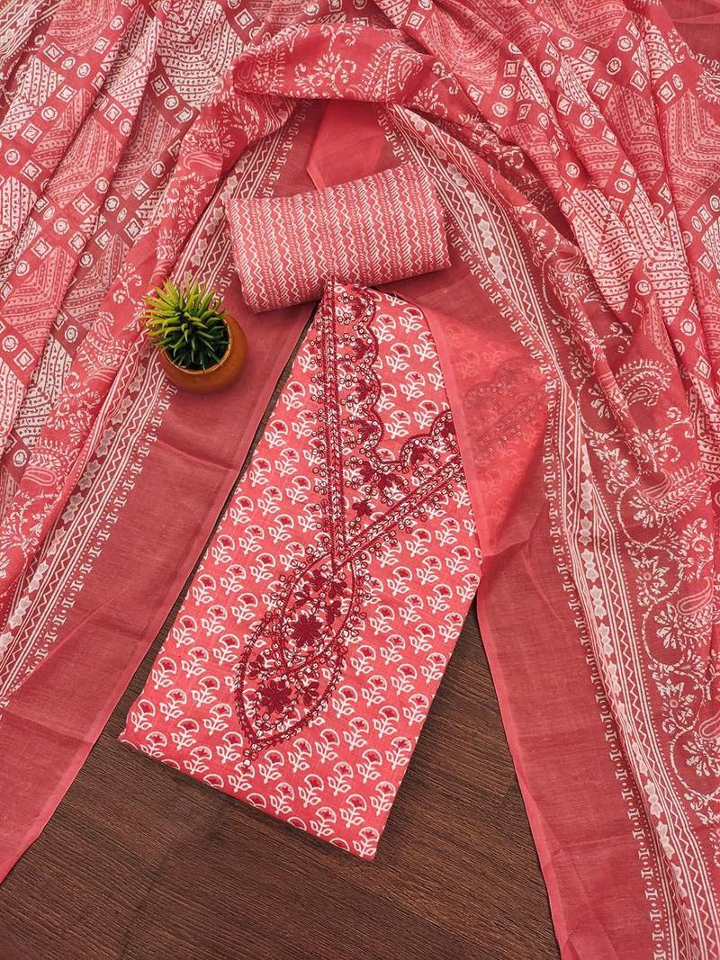 floral printed unstitched dress material