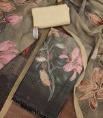 printed organza semi-stitched dress material
