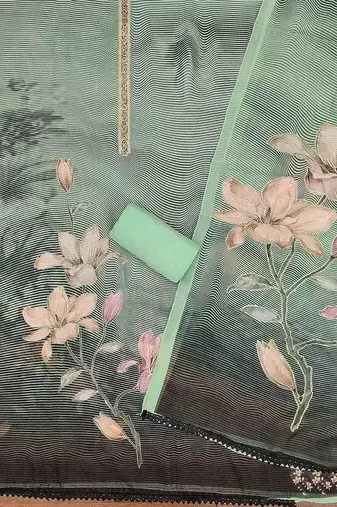 printed organza semi-stitched dress material