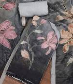 printed organza semi-stitched dress material