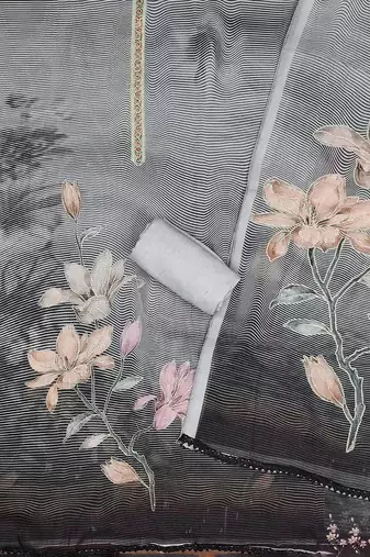 printed organza semi-stitched dress material