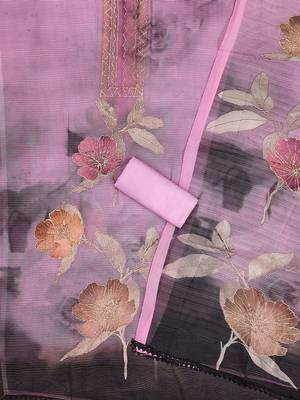 printed organza semi-stitched dress material 2