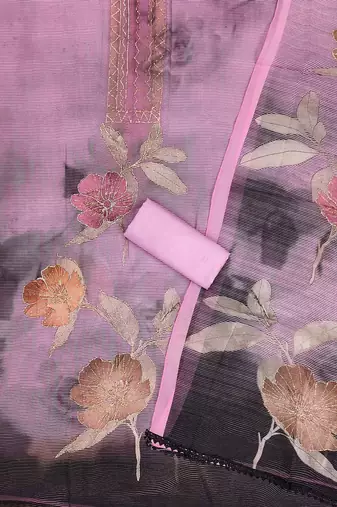 printed organza semi-stitched dress material