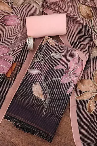 printed organza semi-stitched dress material