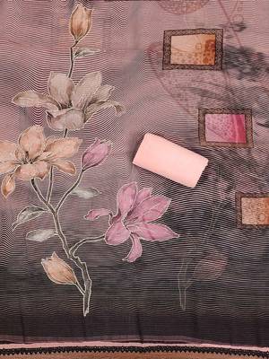 printed organza semi-stitched dress material 2