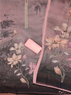 printed organza semi-stitched dress material 3