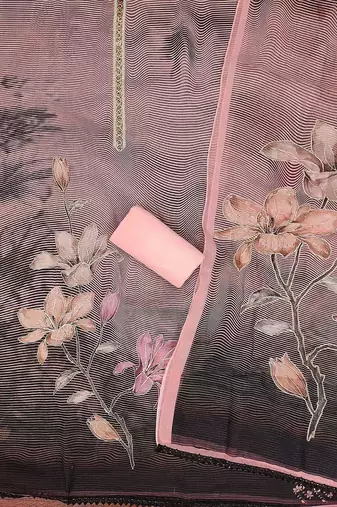 printed organza semi-stitched dress material