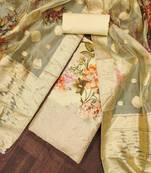 floral printed organza unstitched dress material