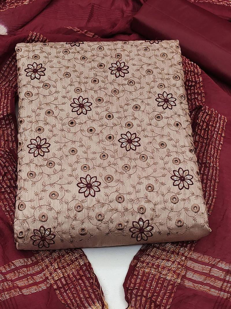 embroidered unstitched dress material