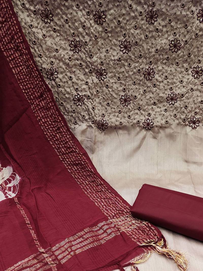embroidered unstitched dress material