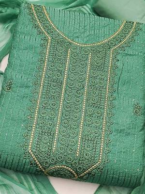 embroidered cotton unstitched dress material 2