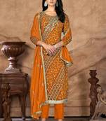 bandhani printed sequinned unstitched dress material
