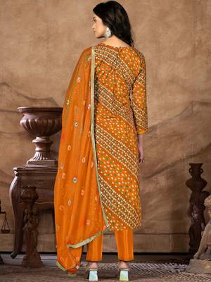 bandhani printed sequinned unstitched dress material 5