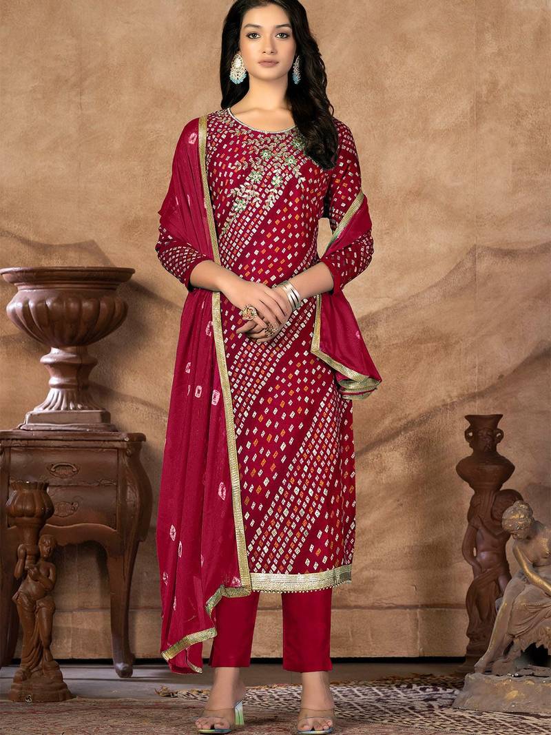 embellished unstitched dress material
