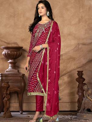 embellished unstitched dress material 4