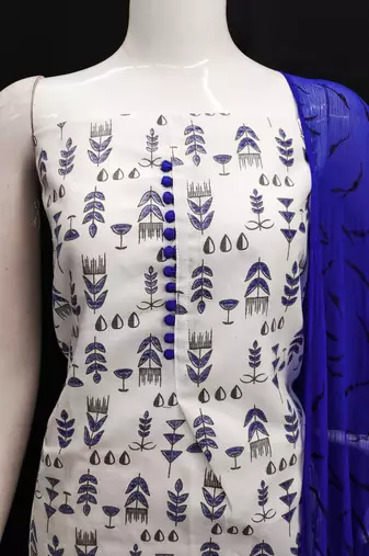 tribal printed cotton unstitched dress material