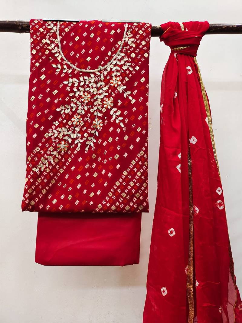 embellished unstitched dress material