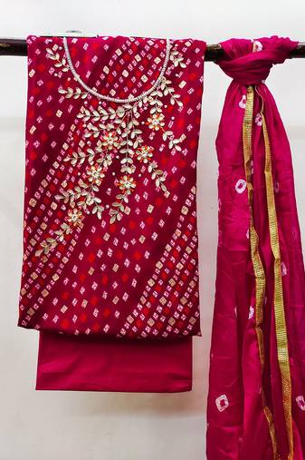 bandhani printed unstitched dress material