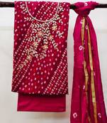 bandhani printed unstitched dress material