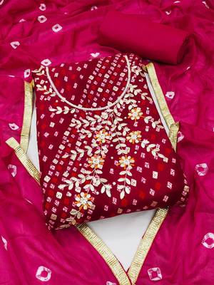 bandhani printed unstitched dress material 2