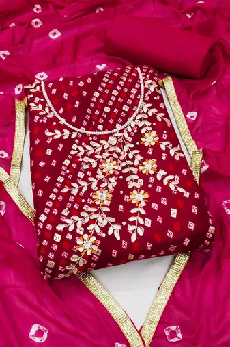 bandhani printed unstitched dress material