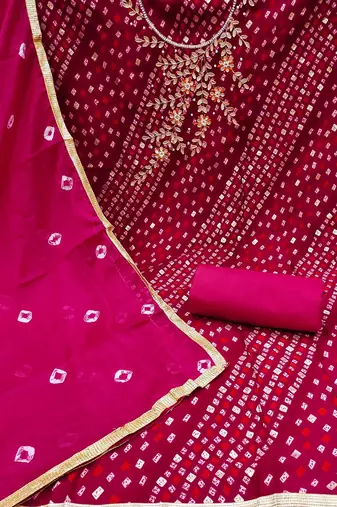 bandhani printed unstitched dress material
