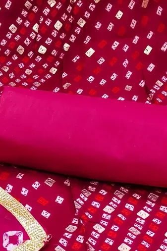bandhani printed unstitched dress material