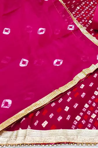 bandhani printed unstitched dress material