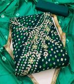 green embellished unstitched dress material