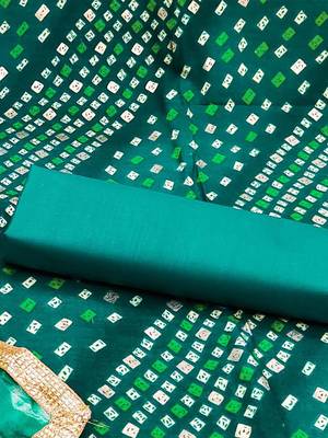 green embellished unstitched dress material 3