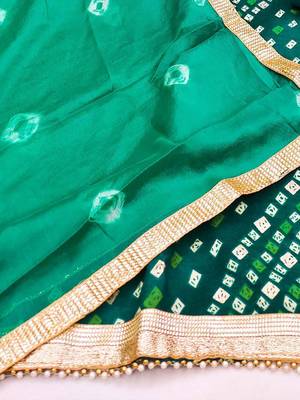 green embellished unstitched dress material 4