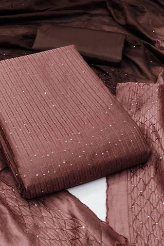 embellished satin unstitched dress material