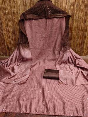 embellished satin unstitched dress material 2