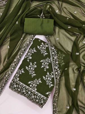 floral embroidered unstitched dress material 1