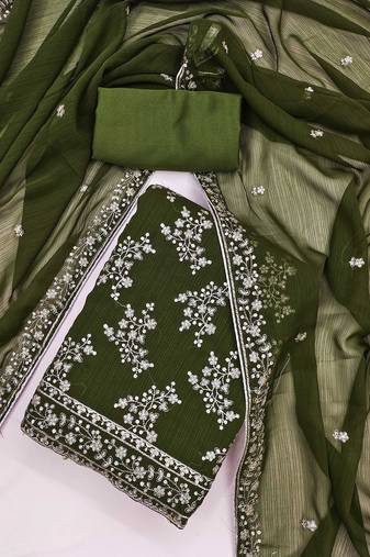 floral embroidered unstitched dress material