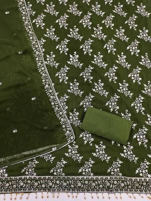 floral embroidered unstitched dress material 3