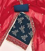 floral embroidered sequinned georgette unstitched dress material