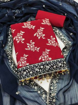 floral embroidered sequinned georgette unstitched dress material 2