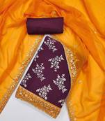 floral embroidered sequinned georgette unstitched dress material
